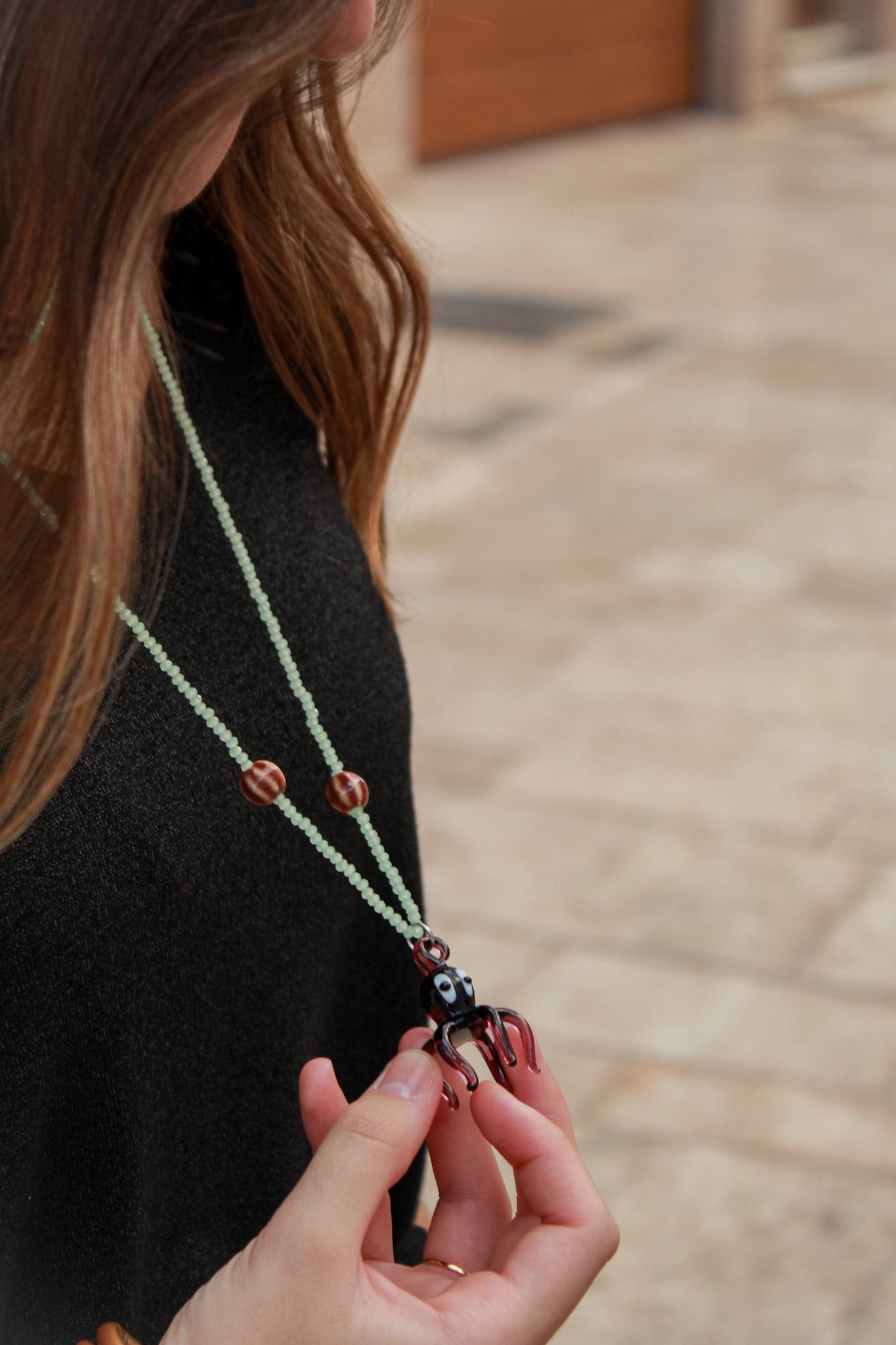 MOYMO_Collar Cristal verde agua
